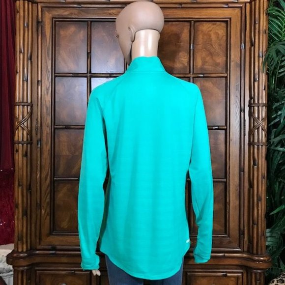 NWOT Danskin Aqua Dri-More Moisture Wicking Reflective Stripe Thumbhole Top - Picture 3 of 15